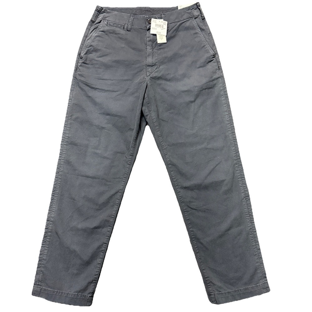 American Eagle baggy lived in khakis mens 28x29 TAG-28x30 flex gray Preppy NEW
